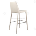 Pure white saddle leather stainless morden bar stool